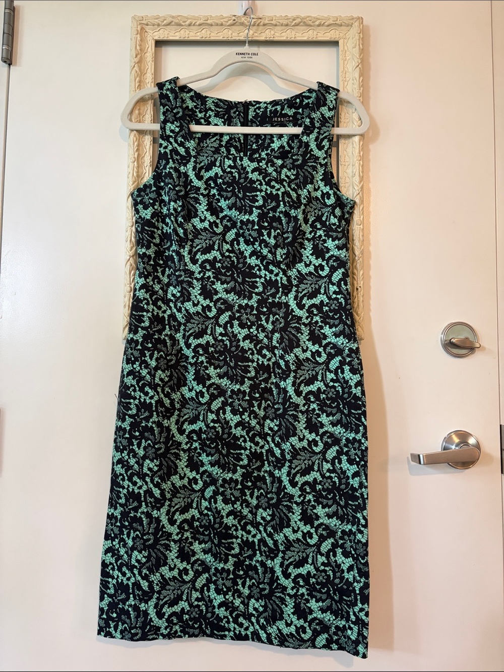 JESSICA | Black and Mint Floral Sheath Dress